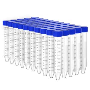 Centrifuge Tubes 15mL, Conical Tubes Sterile 50 PCS, Polypropylene, Screw Caps