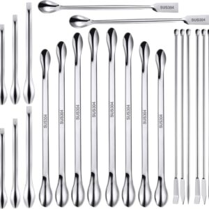 22-Piece Stainless Steel Laboratory Spatula & Micro Scoop Set
