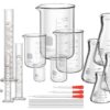 19-Piece Laboratory Glassware Set – Beakers, Graduated Cylinders, Measuring Cups