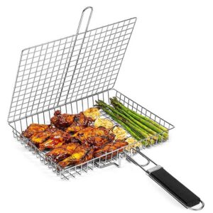 Portable Stainless Steel BBQ Grill Basket for Fish Vegetables